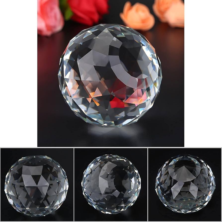 輸入品フランス製　赤被せ　クリスタル　カットガラスボール　切子ボール　オブジェ 輸入品フランス製 赤被せ クリスタル カットガラスボール 切子